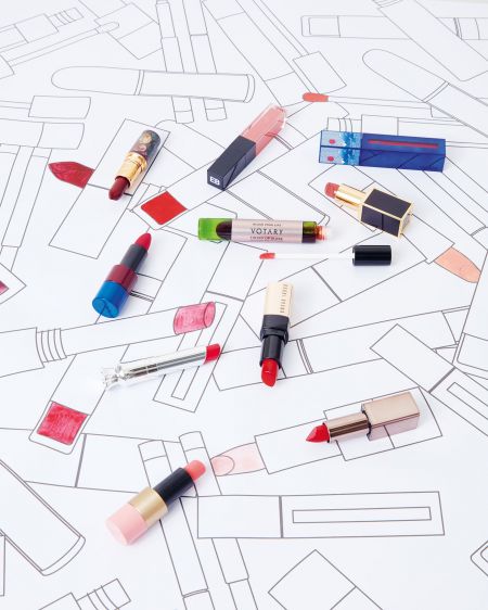 Lippenstifte und Lipglosse auf einem Ausmalbild
